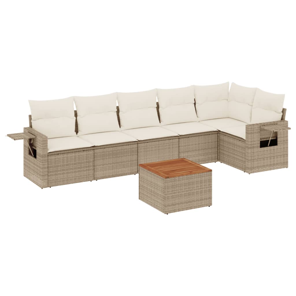 7-delige Loungeset met kussens poly rattan beige is nu te koop bij PeponiXL, paradijselijk wonen!