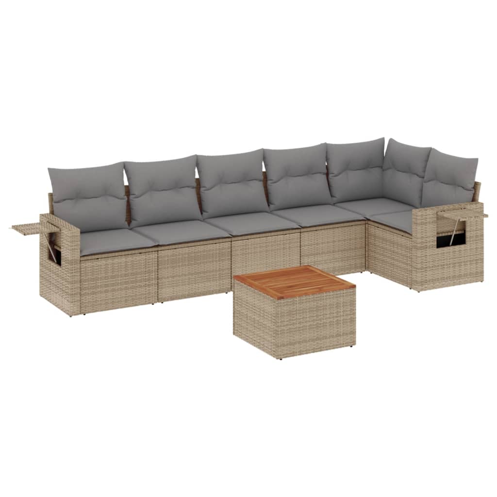 7-delige Loungeset met kussens poly rattan beige is nu te koop bij PeponiXL, paradijselijk wonen!