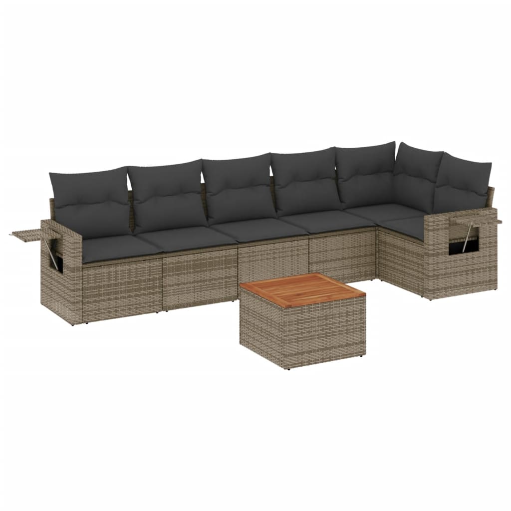 7-delige Loungeset met kussens poly rattan grijs is nu te koop bij PeponiXL, paradijselijk wonen!