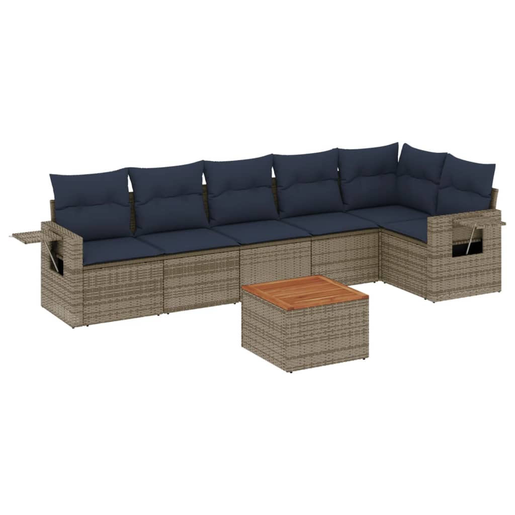7-delige tuinbankset met kussens, grijs polyrotan is nu te koop bij PeponiXL, paradijselijk wonen!