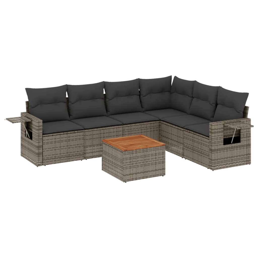 7-delige Loungeset met kussens poly rattan grijs is nu te koop bij PeponiXL, paradijselijk wonen!