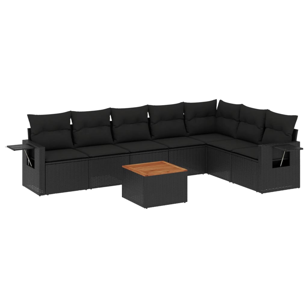 8-delige Loungeset met kussens poly rattan zwart is nu te koop bij PeponiXL, paradijselijk wonen!