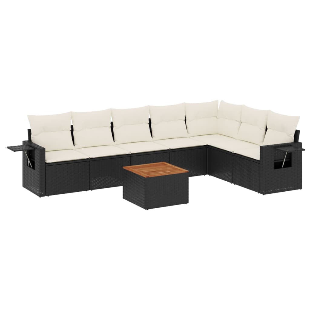 8-delige Loungeset met kussens poly rattan zwart is nu te koop bij PeponiXL, paradijselijk wonen!