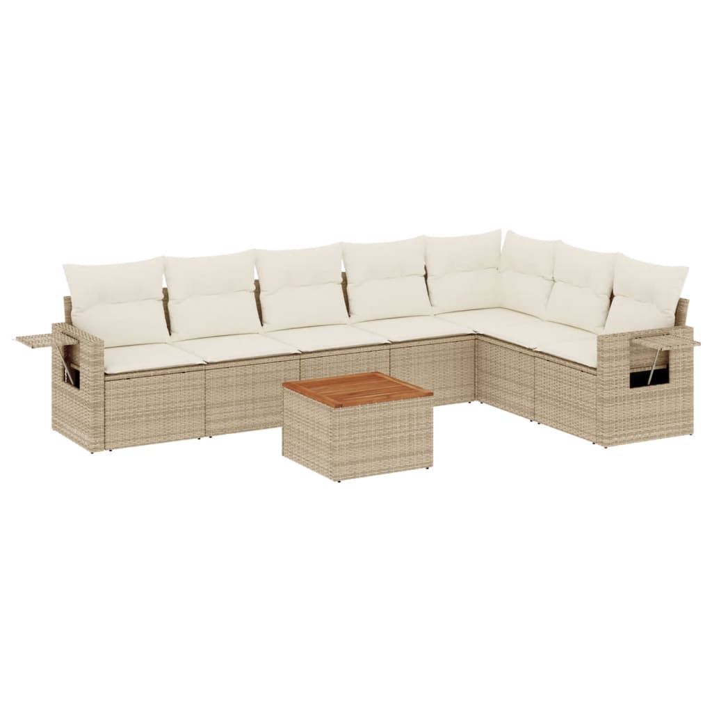 8-delige Loungeset met kussens poly rattan beige is nu te koop bij PeponiXL, paradijselijk wonen!