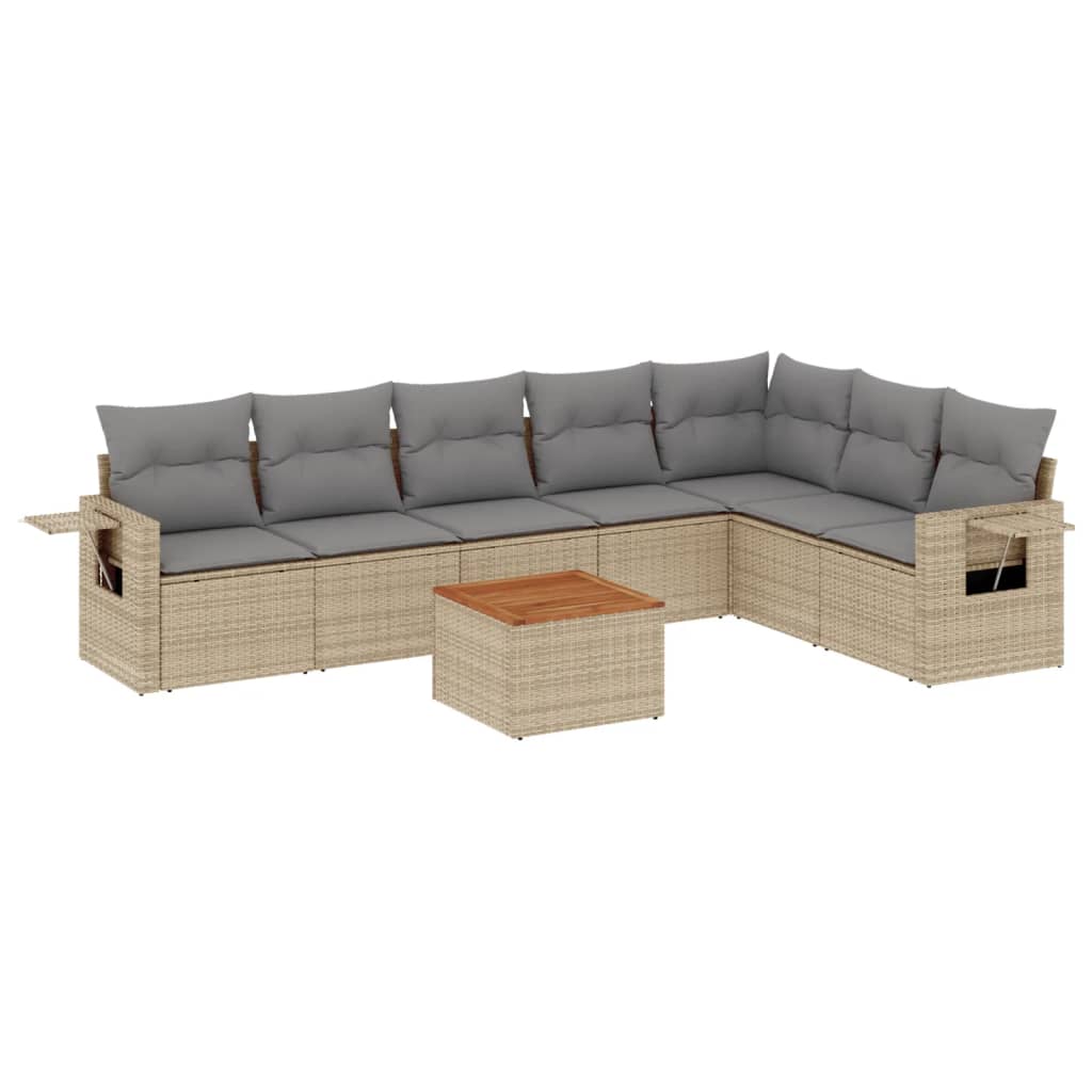 8-delige Loungeset met kussens poly rattan beige is nu te koop bij PeponiXL, paradijselijk wonen!