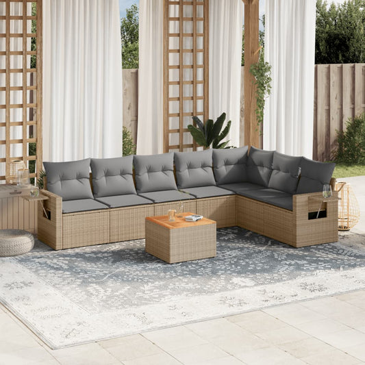 8-delige Loungeset met kussens poly rattan beige is nu te koop bij PeponiXL, paradijselijk wonen!