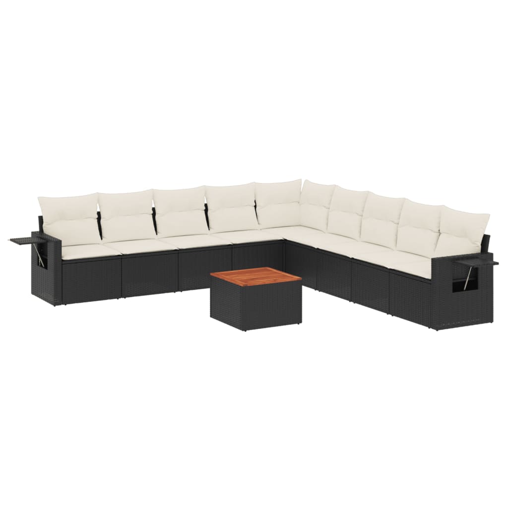 10-delige Loungeset met kussens poly rattan zwart is nu te koop bij PeponiXL, paradijselijk wonen!