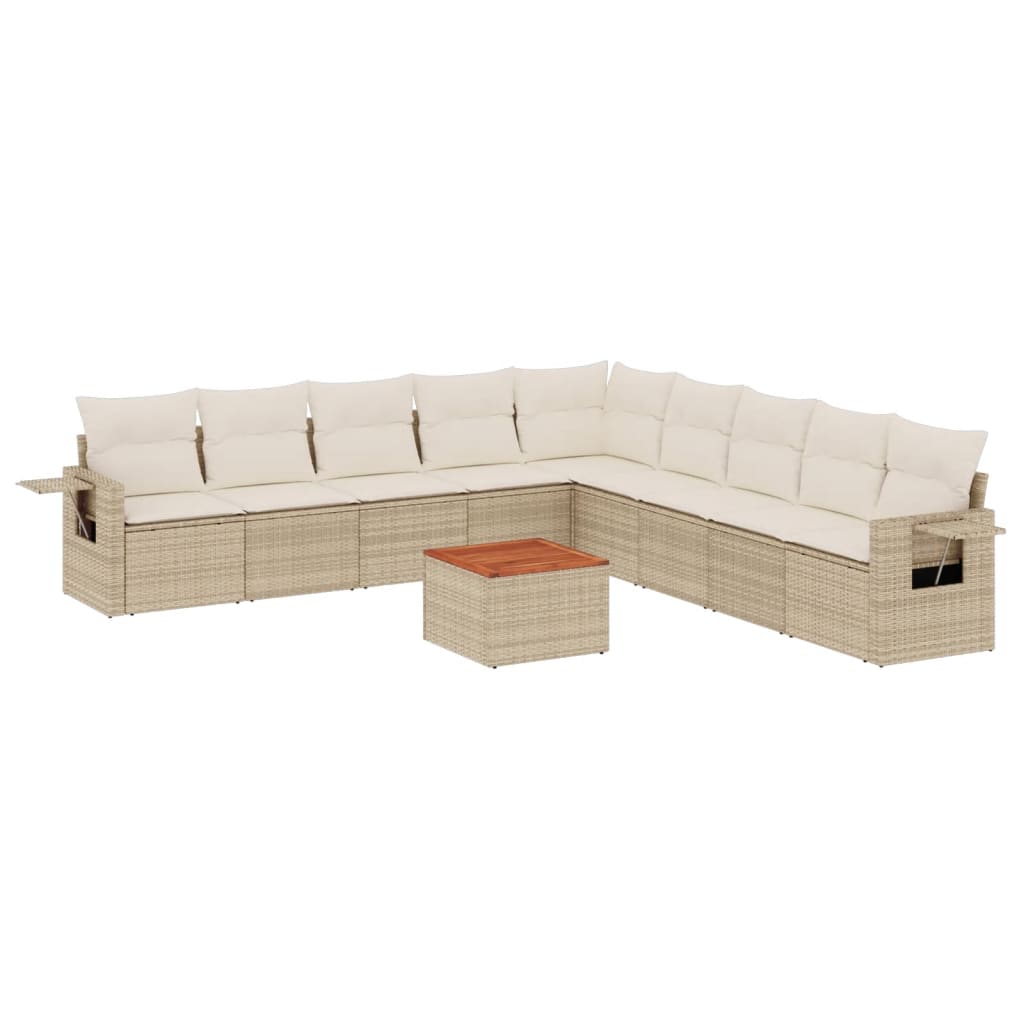 10-delige Loungeset met kussens poly rattan beige is nu te koop bij PeponiXL, paradijselijk wonen!