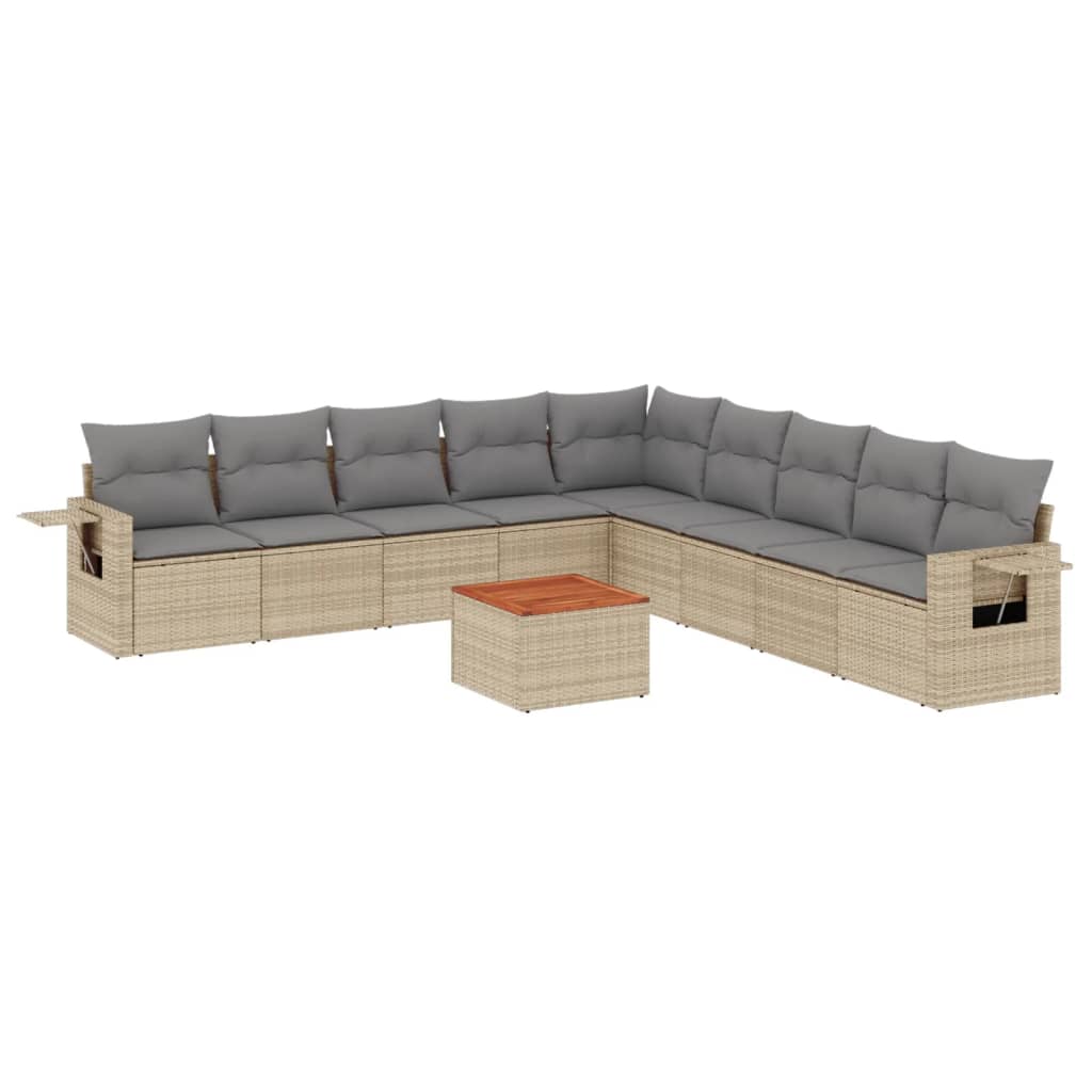 10-delige Loungeset met kussens poly rattan beige is nu te koop bij PeponiXL, paradijselijk wonen!