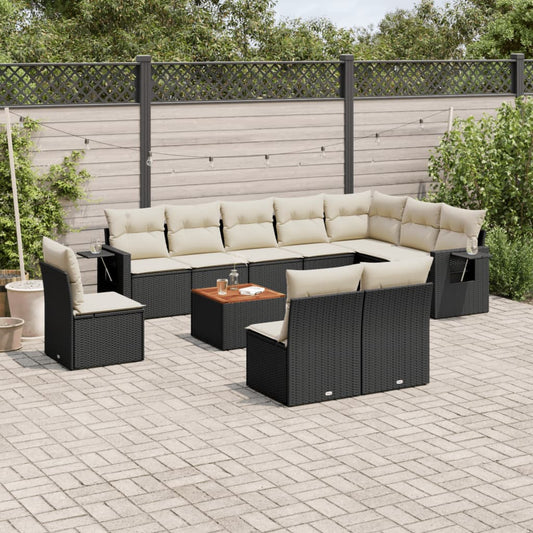 11-delige Loungeset met kussens poly rattan zwart is nu te koop bij PeponiXL, paradijselijk wonen!