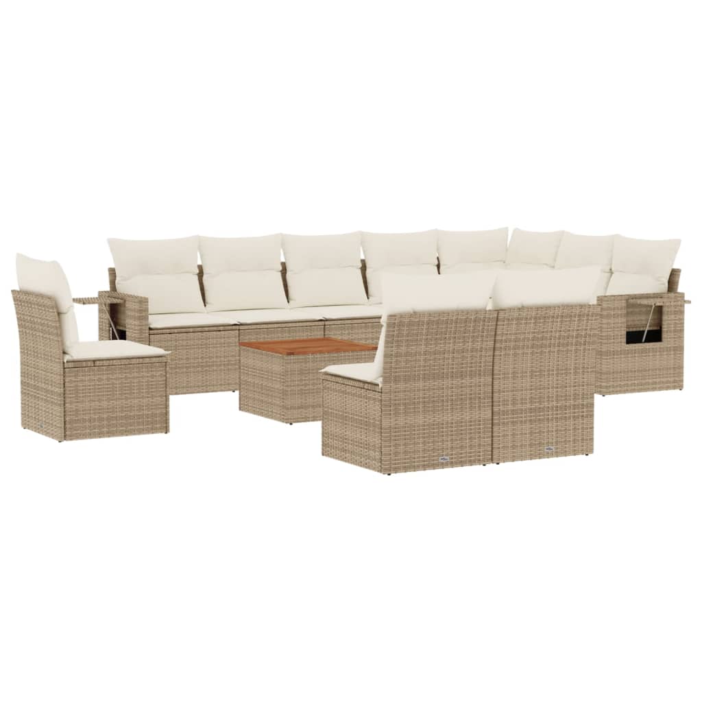 11-delige Tuinset met kussens poly rattan beige is nu te koop bij PeponiXL, paradijselijk wonen!