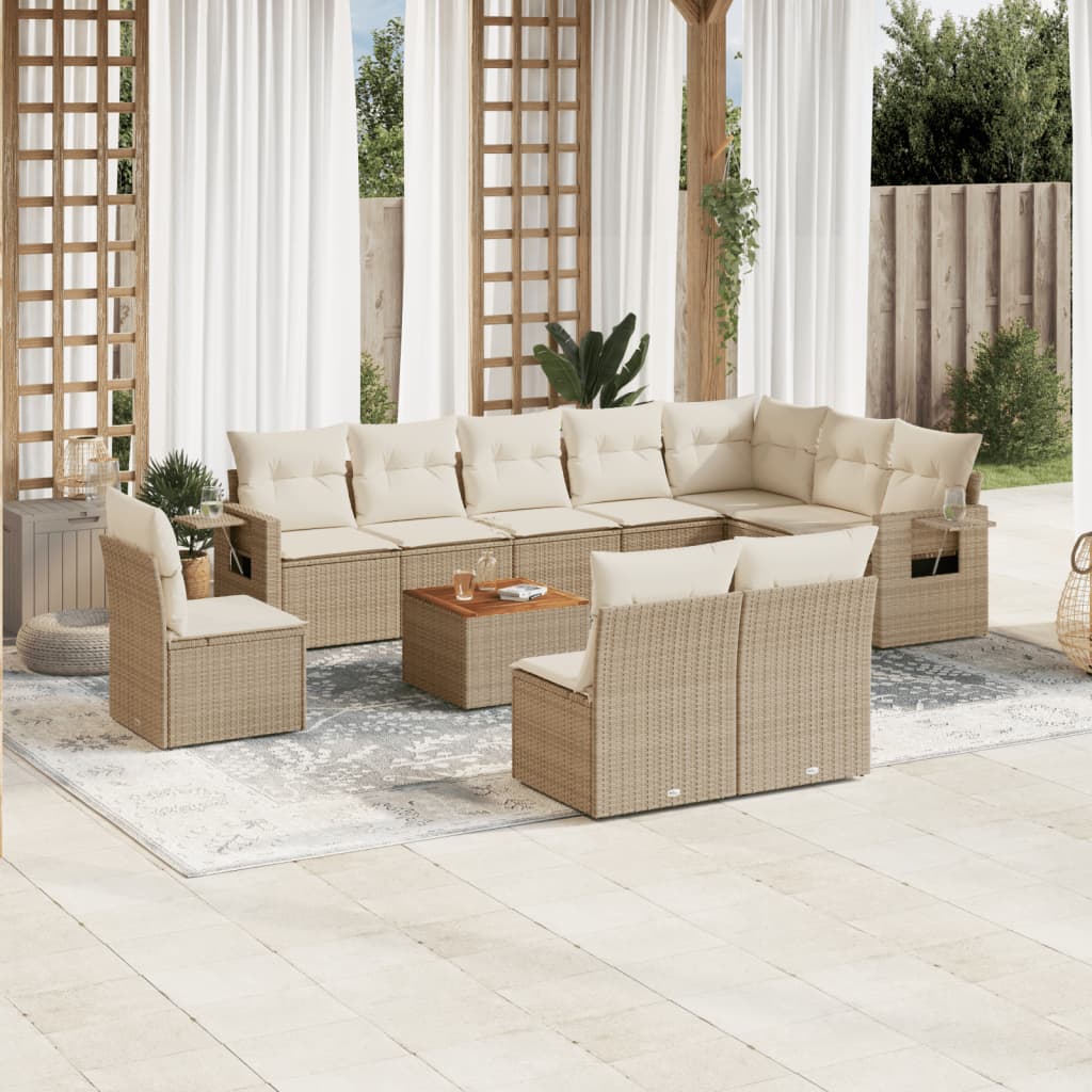 11-delige Tuinset met kussens poly rattan beige is nu te koop bij PeponiXL, paradijselijk wonen!