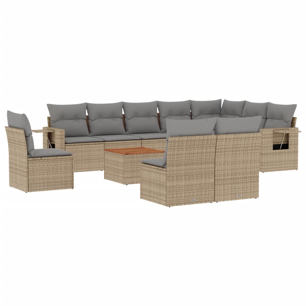 11-delige Tuinset met kussens poly rattan beige is nu te koop bij PeponiXL, paradijselijk wonen!