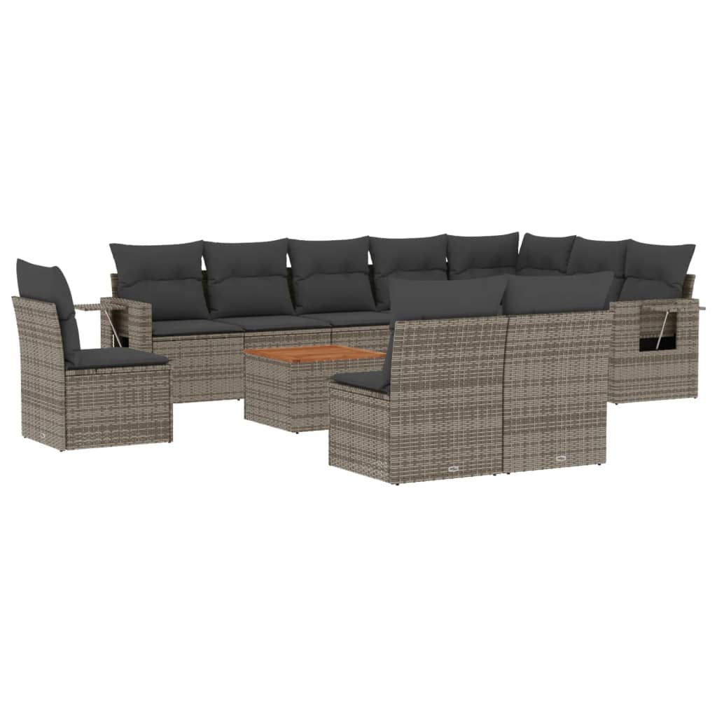 11-delige Loungeset met kussens poly rattan grijs is nu te koop bij PeponiXL, paradijselijk wonen!