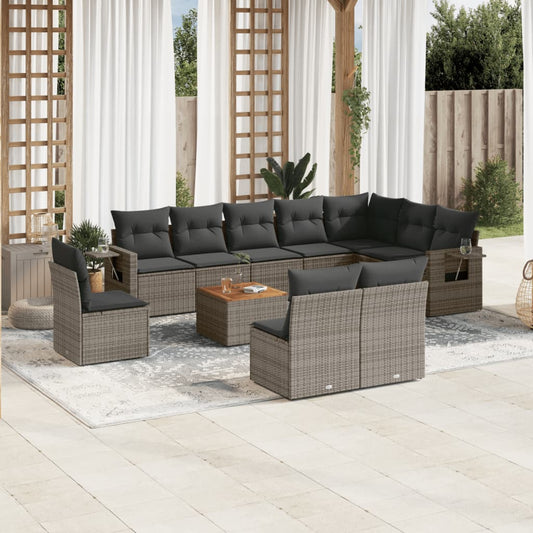 11-delige Loungeset met kussens poly rattan grijs is nu te koop bij PeponiXL, paradijselijk wonen!