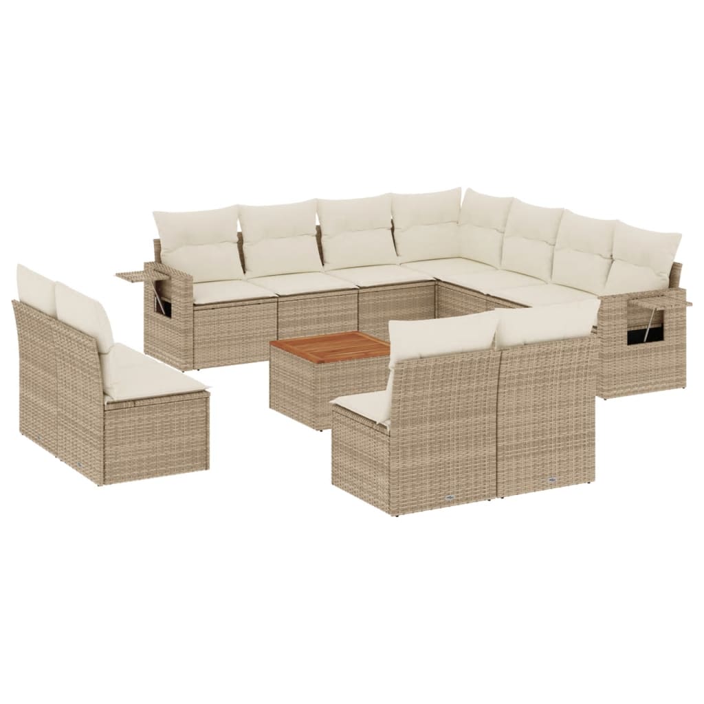 12-delige Loungeset met kussens poly rattan beige is nu te koop bij PeponiXL, paradijselijk wonen!