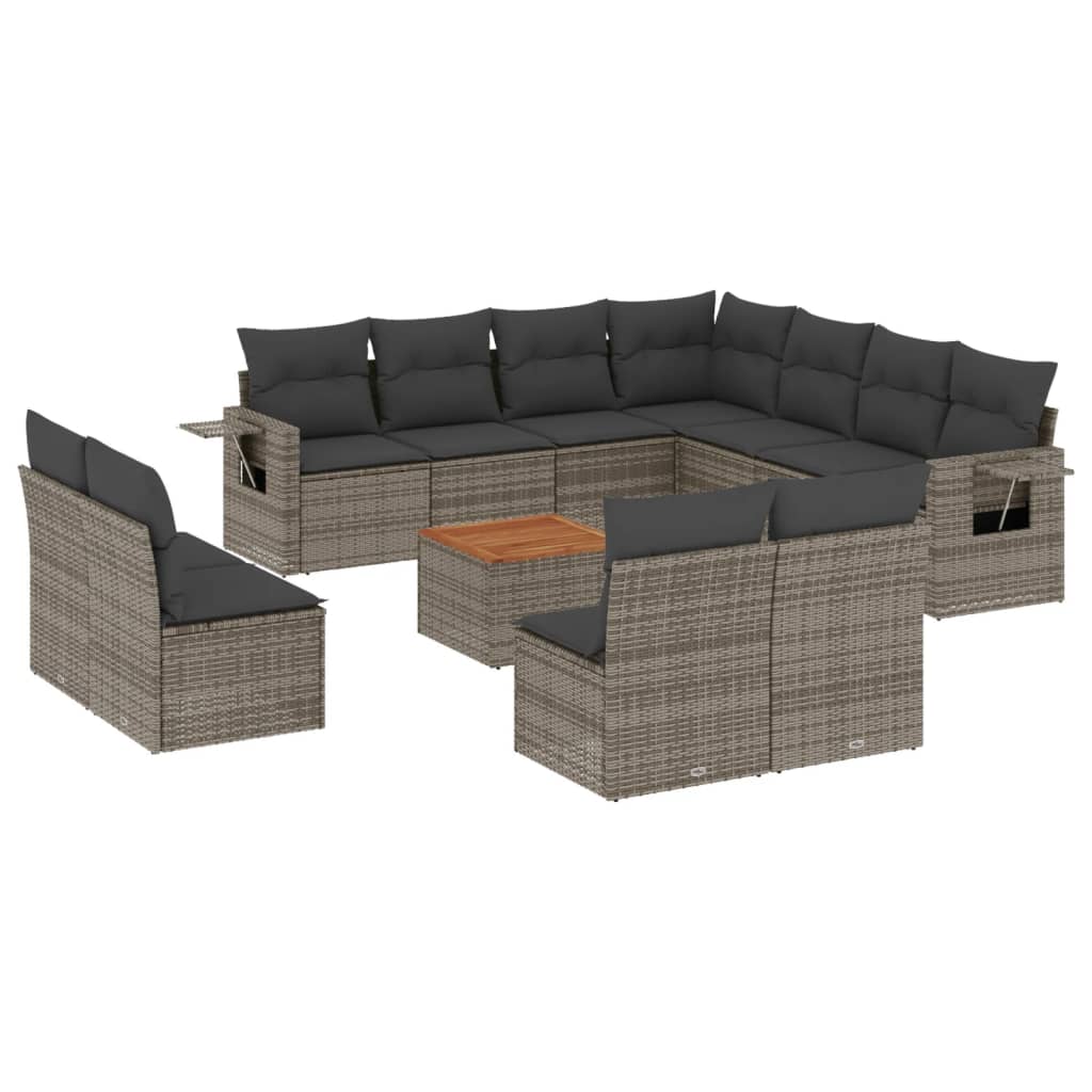 12-delige Loungeset met kussens poly rattan grijs is nu te koop bij PeponiXL, paradijselijk wonen!