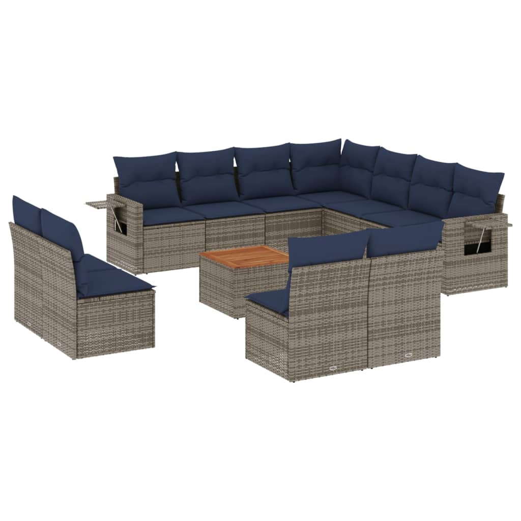 12-delige tuinbankset met kussens, grijs polyrotan is nu te koop bij PeponiXL, paradijselijk wonen!