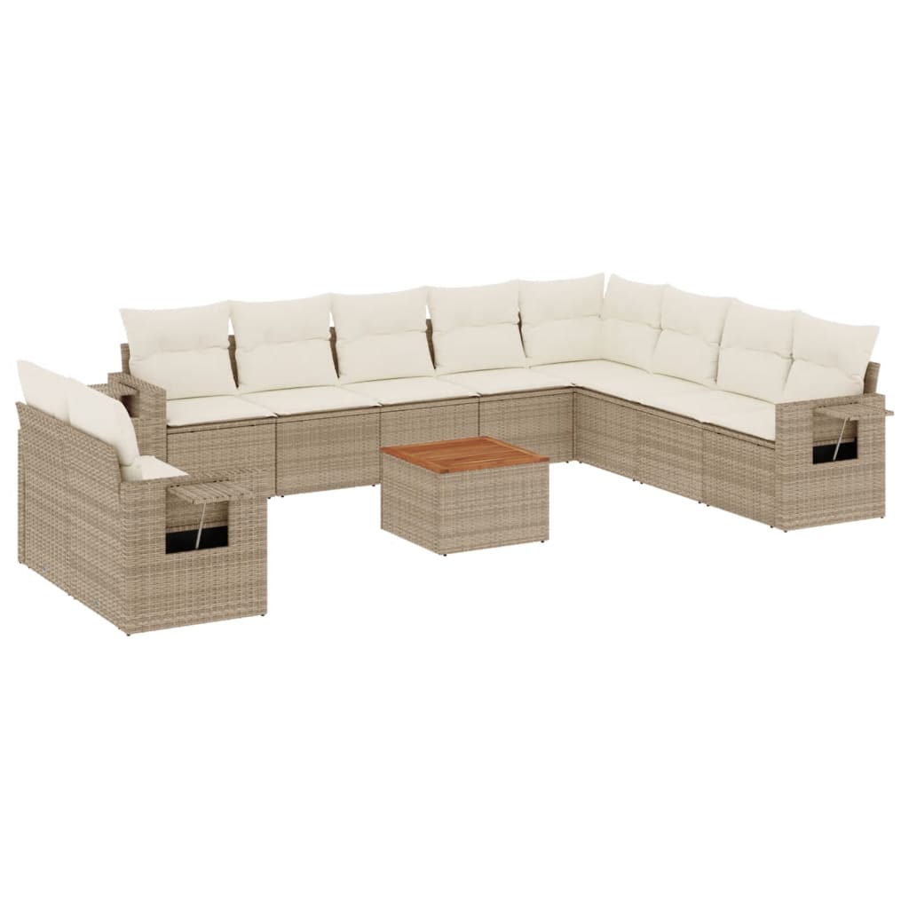 11-delige Tuinset met kussens poly rattan beige is nu te koop bij PeponiXL, paradijselijk wonen!