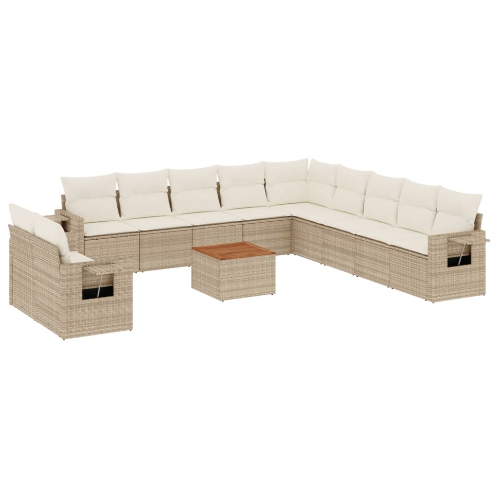 12-delige Loungeset met kussens poly rattan beige is nu te koop bij PeponiXL, paradijselijk wonen!