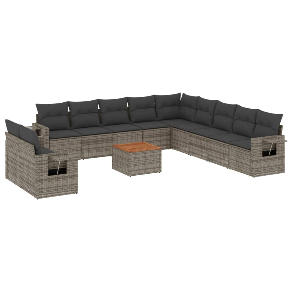 12-delige Loungeset met kussens poly rattan grijs is nu te koop bij PeponiXL, paradijselijk wonen!