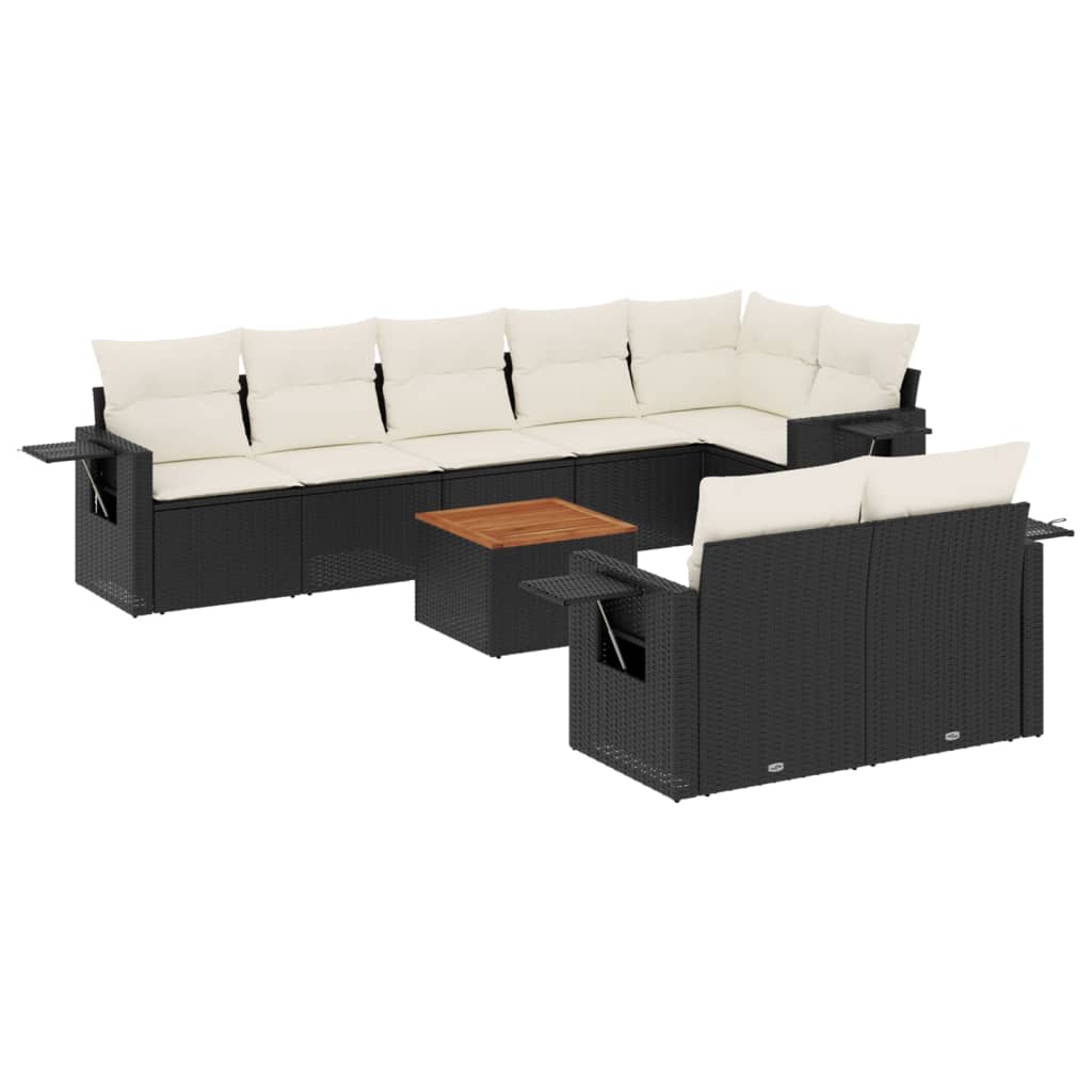 9-delige Loungeset met kussens poly rattan zwart is nu te koop bij PeponiXL, paradijselijk wonen!