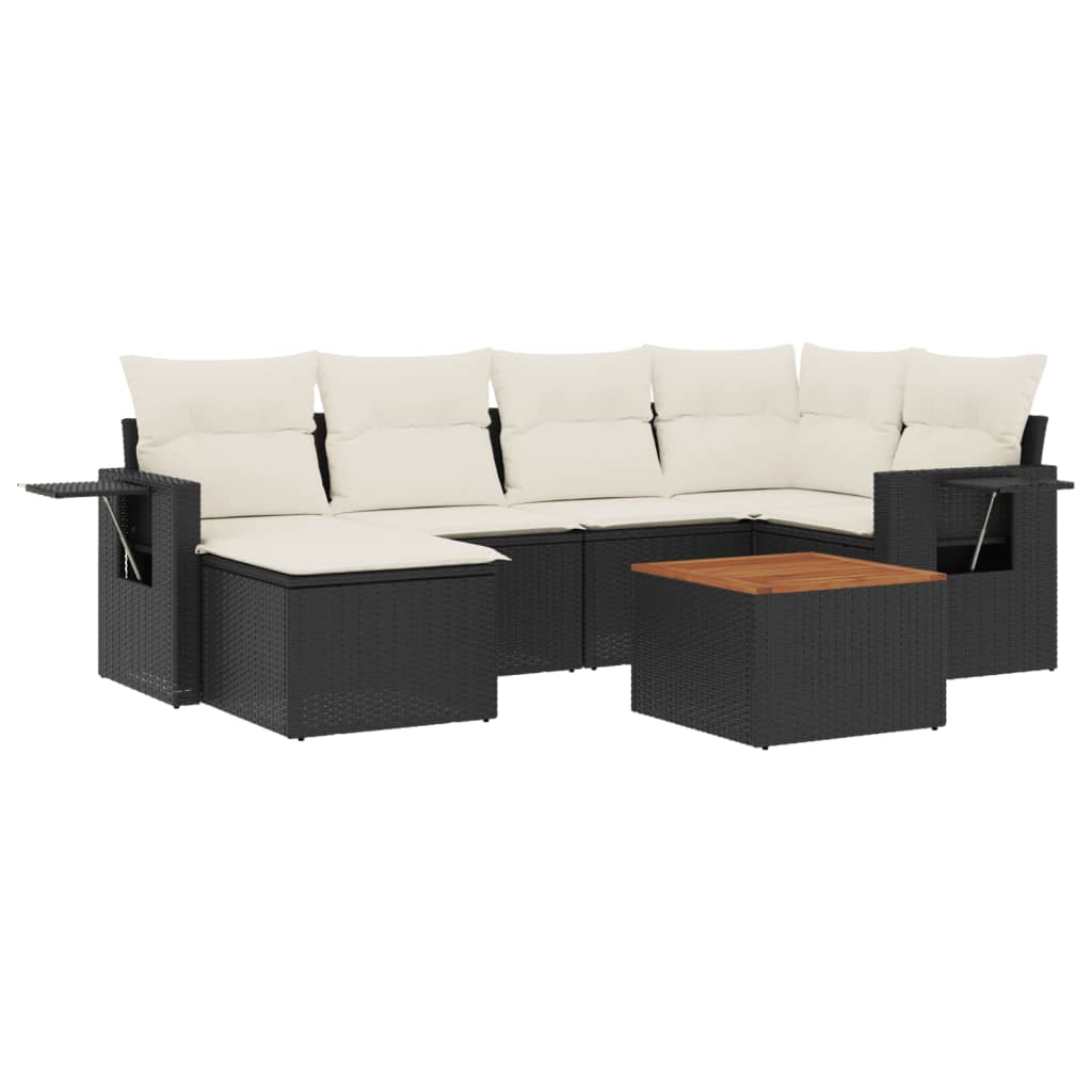 7-delige Loungeset met kussens poly rattan zwart is nu te koop bij PeponiXL, paradijselijk wonen!