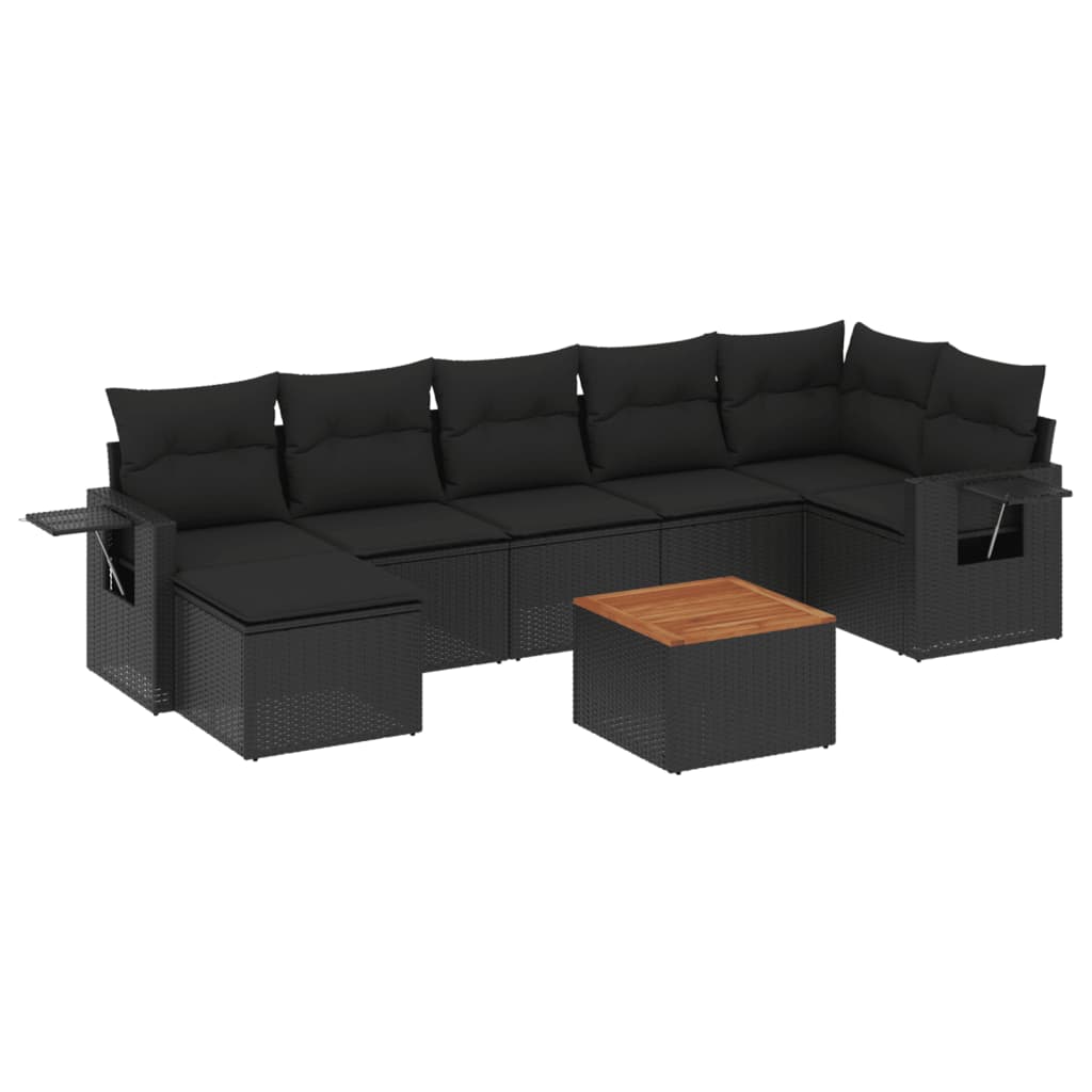 8-delige Loungeset met kussens poly rattan zwart is nu te koop bij PeponiXL, paradijselijk wonen!