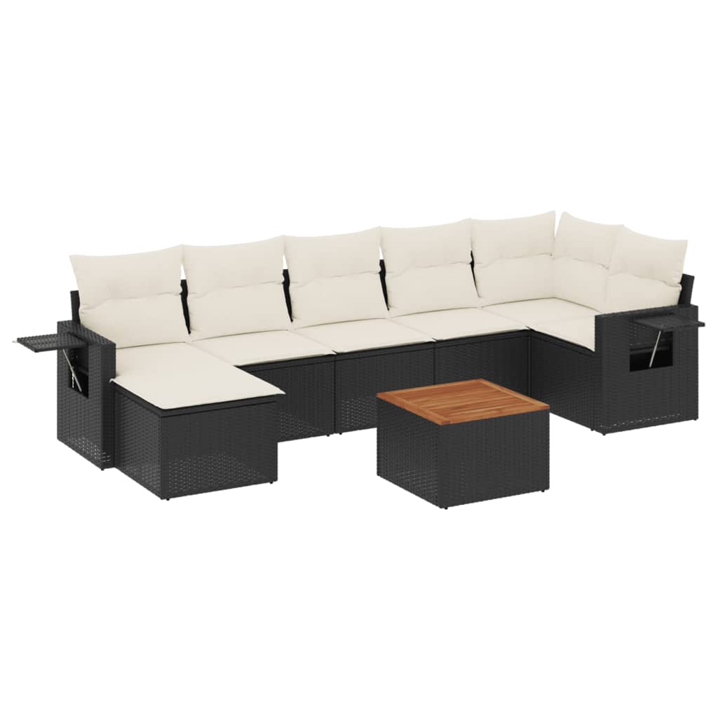 8-delige Loungeset met kussens poly rattan zwart is nu te koop bij PeponiXL, paradijselijk wonen!