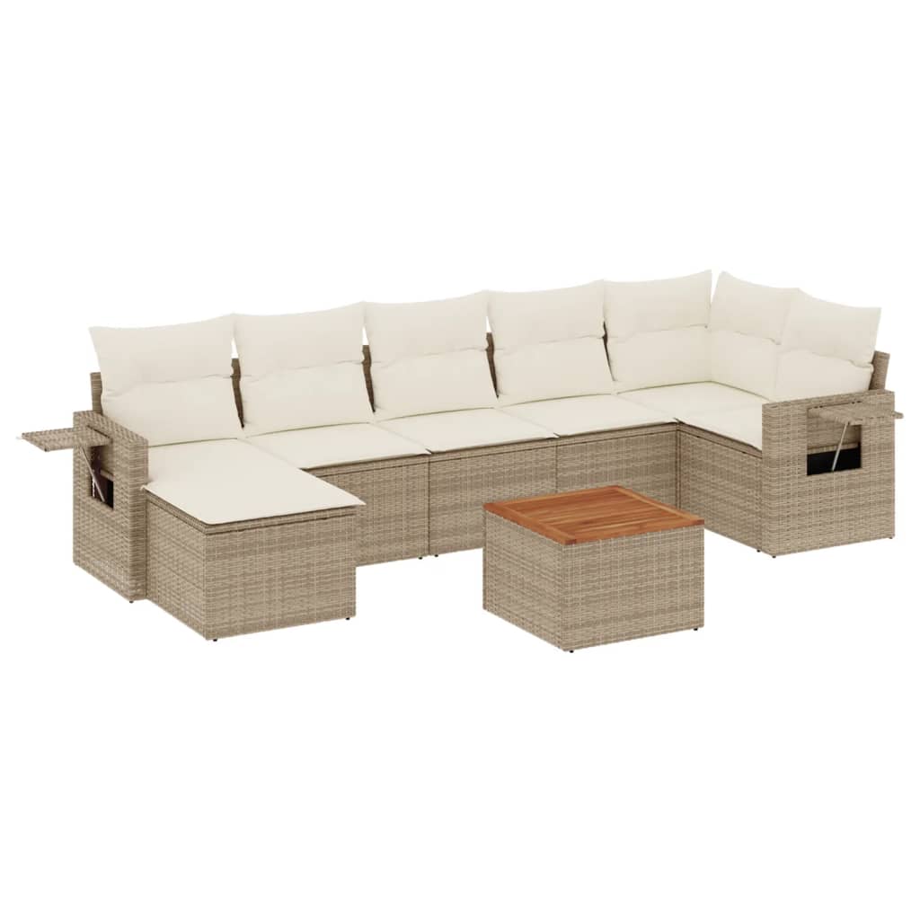 8-delige Loungeset met kussens poly rattan beige is nu te koop bij PeponiXL, paradijselijk wonen!