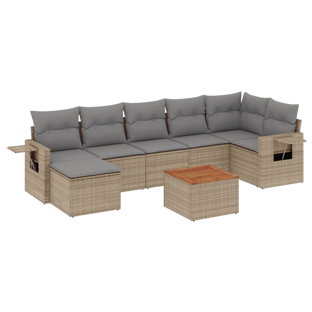 8-delige Loungeset met kussens poly rattan beige is nu te koop bij PeponiXL, paradijselijk wonen!