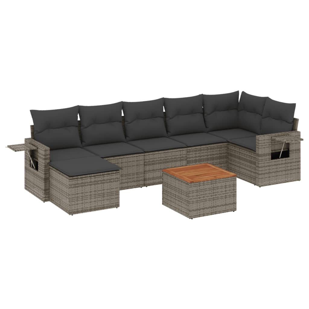 8-delige Loungeset met kussens poly rattan grijs is nu te koop bij PeponiXL, paradijselijk wonen!