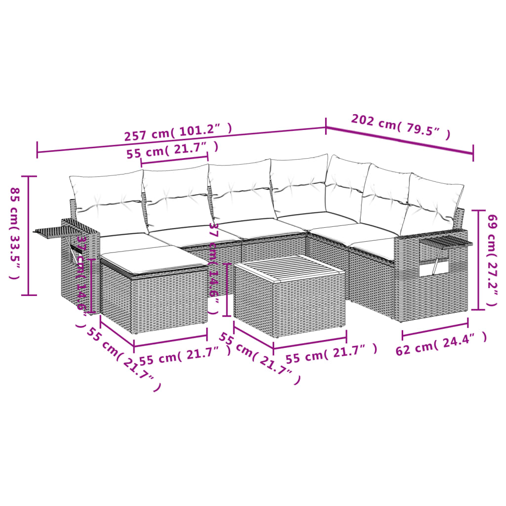 8-delige Loungeset met kussens poly rattan zwart is nu te koop bij PeponiXL, paradijselijk wonen!