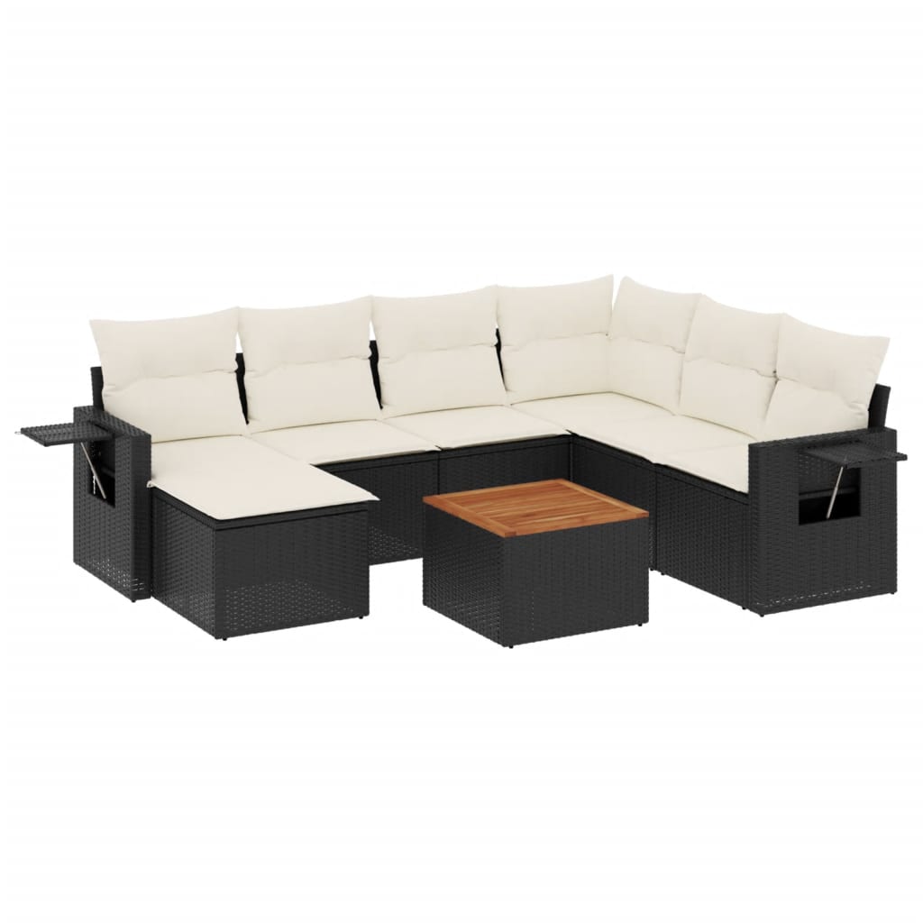 8-delige Loungeset met kussens poly rattan zwart is nu te koop bij PeponiXL, paradijselijk wonen!