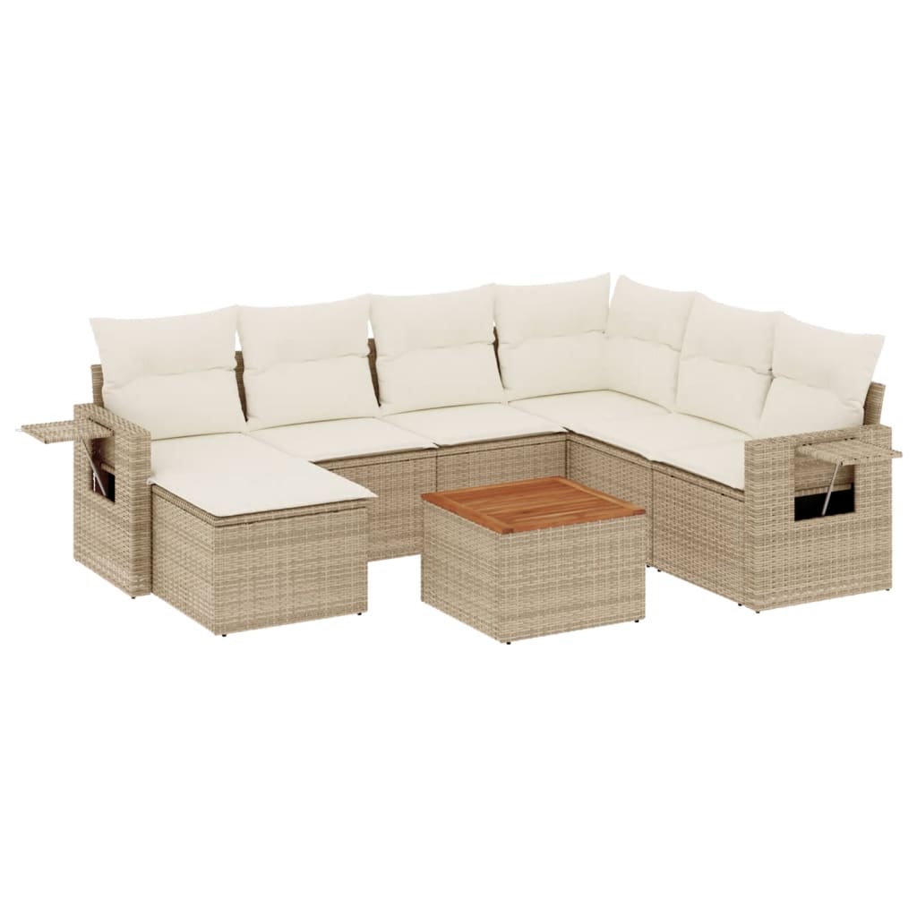 8-delige Loungeset met kussens poly rattan beige is nu te koop bij PeponiXL, paradijselijk wonen!