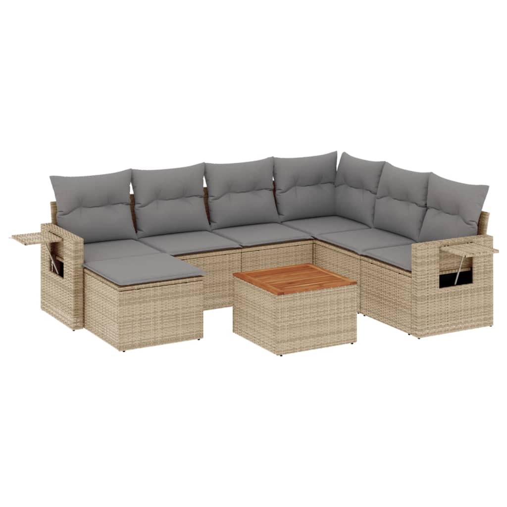 8-delige Loungeset met kussens poly rattan beige is nu te koop bij PeponiXL, paradijselijk wonen!