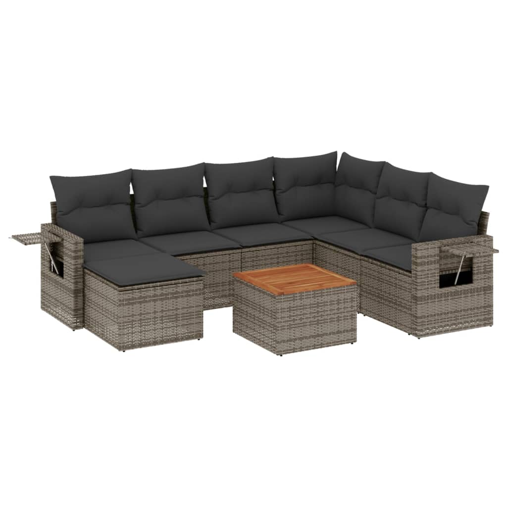 8-delige Loungeset met kussens poly rattan grijs is nu te koop bij PeponiXL, paradijselijk wonen!