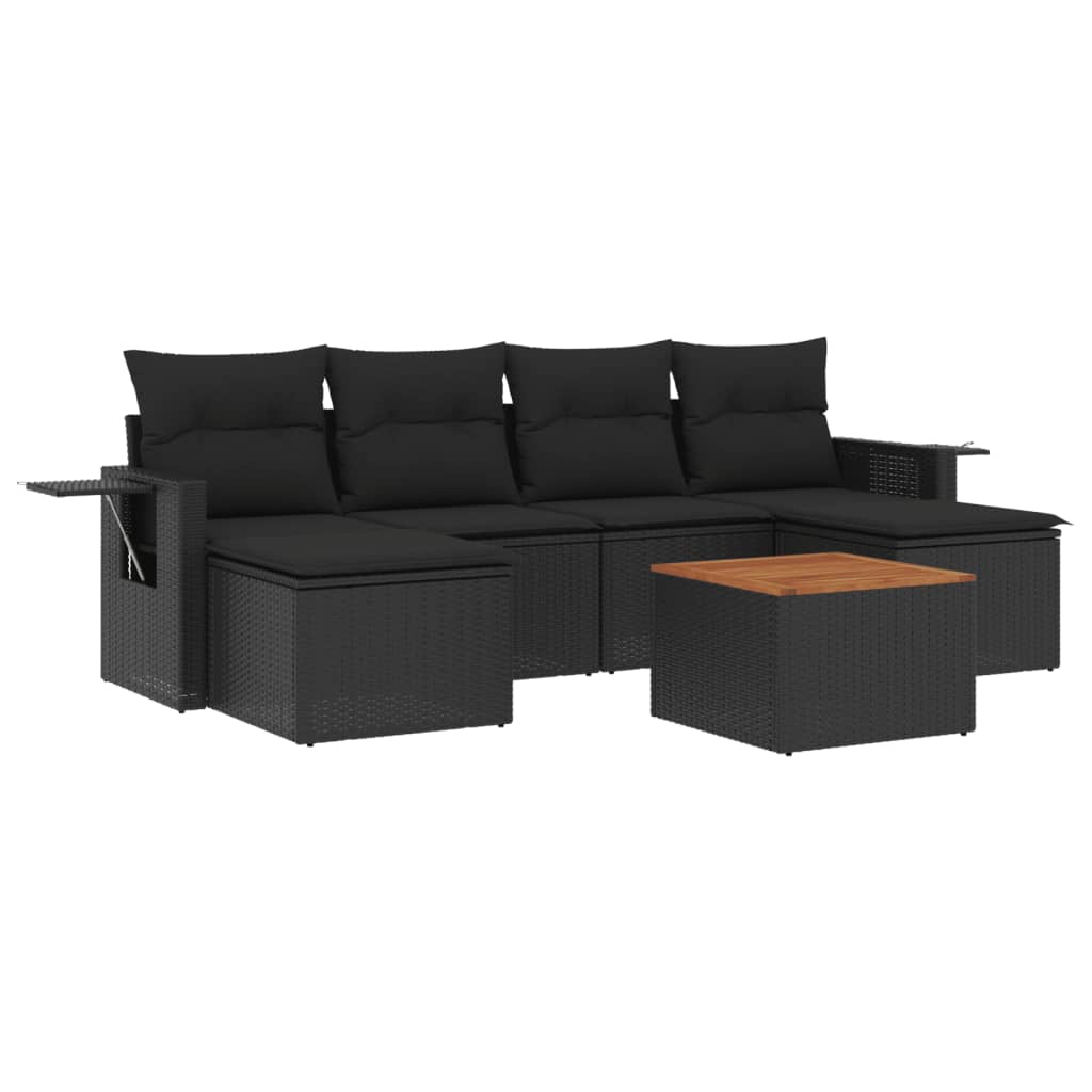 7-delige Loungeset met kussens poly rattan zwart is nu te koop bij PeponiXL, paradijselijk wonen!