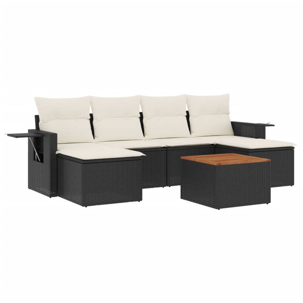 7-delige Loungeset met kussens poly rattan zwart is nu te koop bij PeponiXL, paradijselijk wonen!