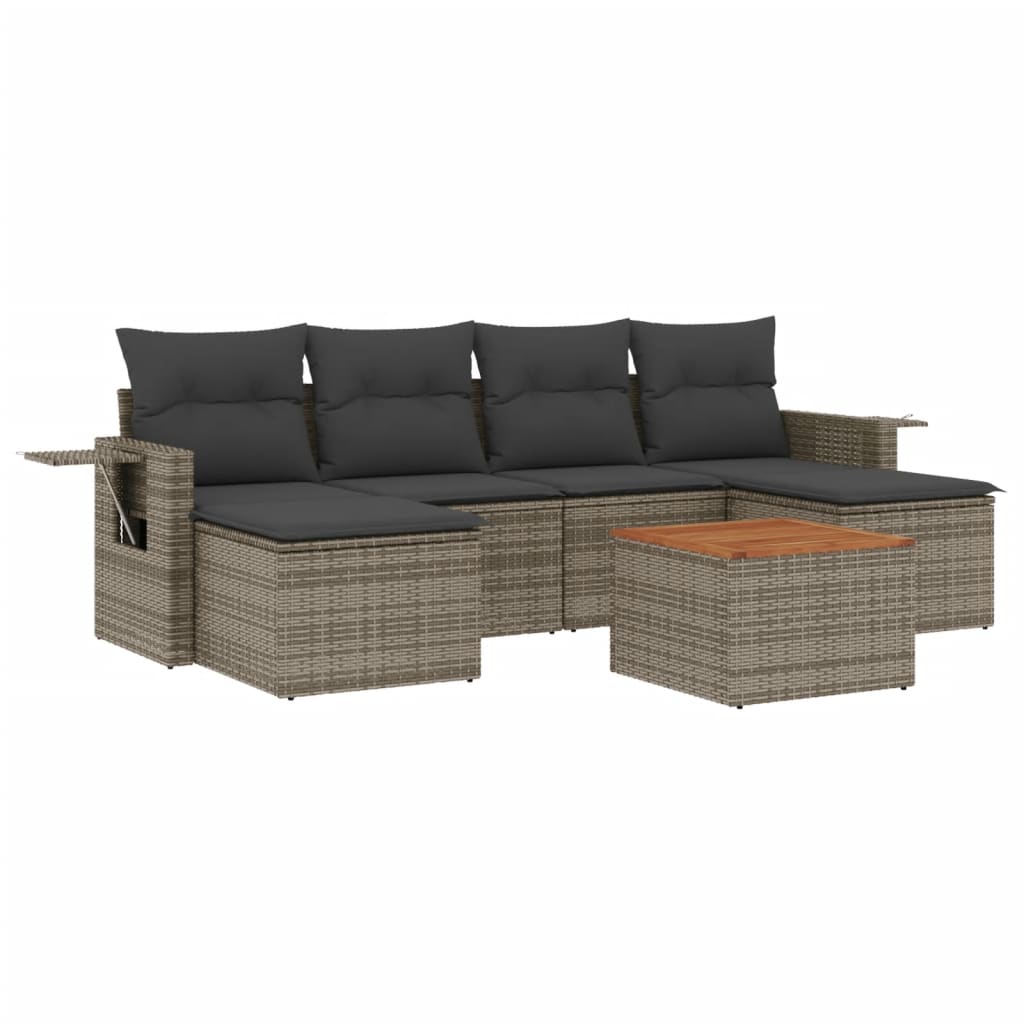 7-delige Loungeset met kussens poly rattan grijs is nu te koop bij PeponiXL, paradijselijk wonen!