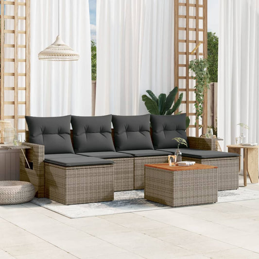 7-delige Loungeset met kussens poly rattan grijs is nu te koop bij PeponiXL, paradijselijk wonen!