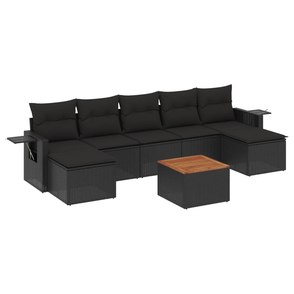 8-delige Loungeset met kussens poly rattan zwart is nu te koop bij PeponiXL, paradijselijk wonen!