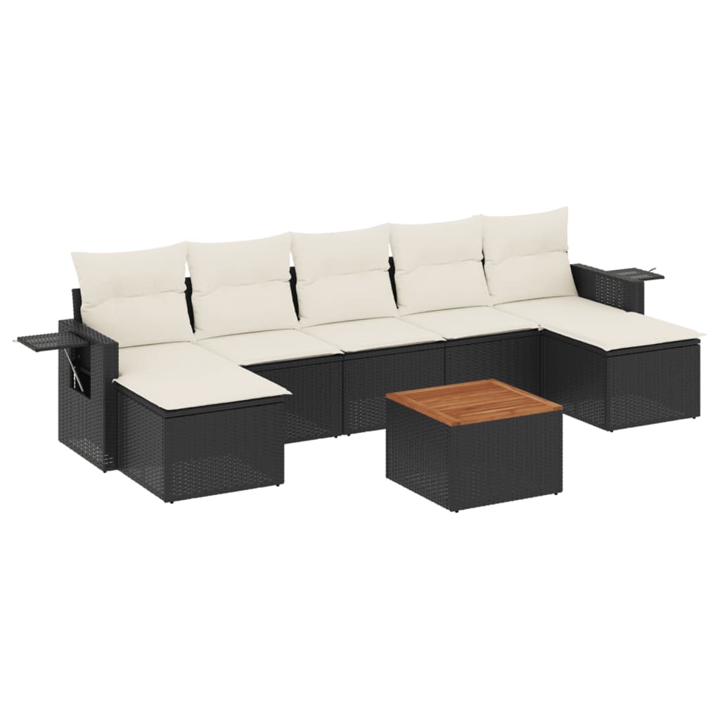 8-delige Loungeset met kussens poly rattan zwart is nu te koop bij PeponiXL, paradijselijk wonen!