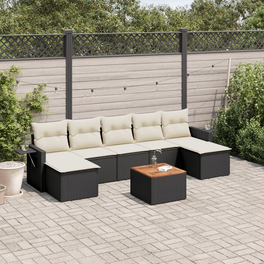 8-delige Loungeset met kussens poly rattan zwart is nu te koop bij PeponiXL, paradijselijk wonen!