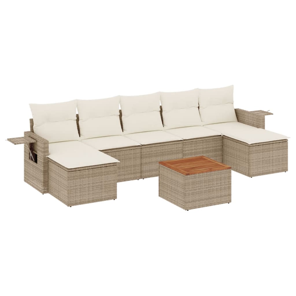 8-delige Loungeset met kussens poly rattan beige is nu te koop bij PeponiXL, paradijselijk wonen!