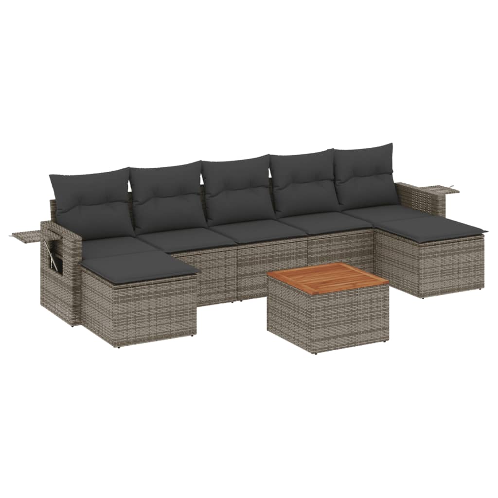 8-delige Loungeset met kussens poly rattan grijs is nu te koop bij PeponiXL, paradijselijk wonen!