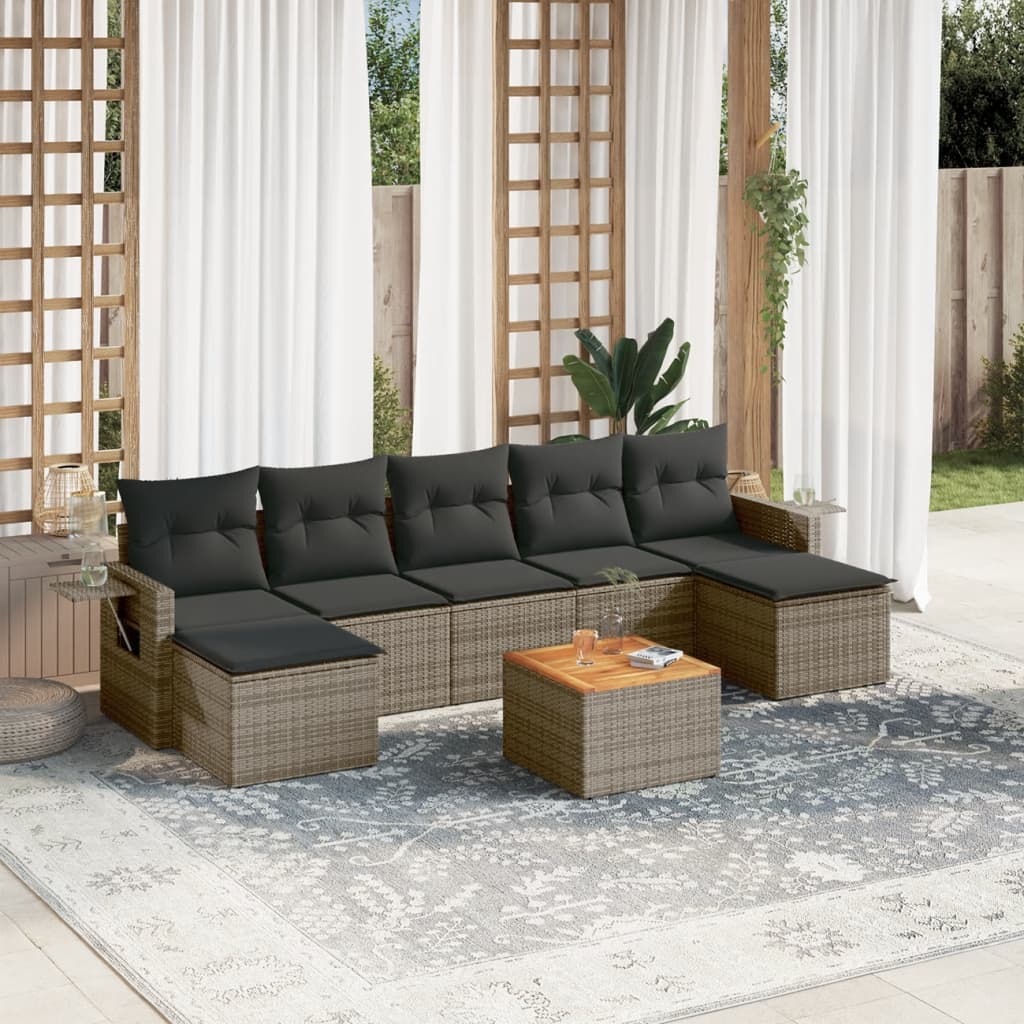 8-delige Loungeset met kussens poly rattan grijs is nu te koop bij PeponiXL, paradijselijk wonen!