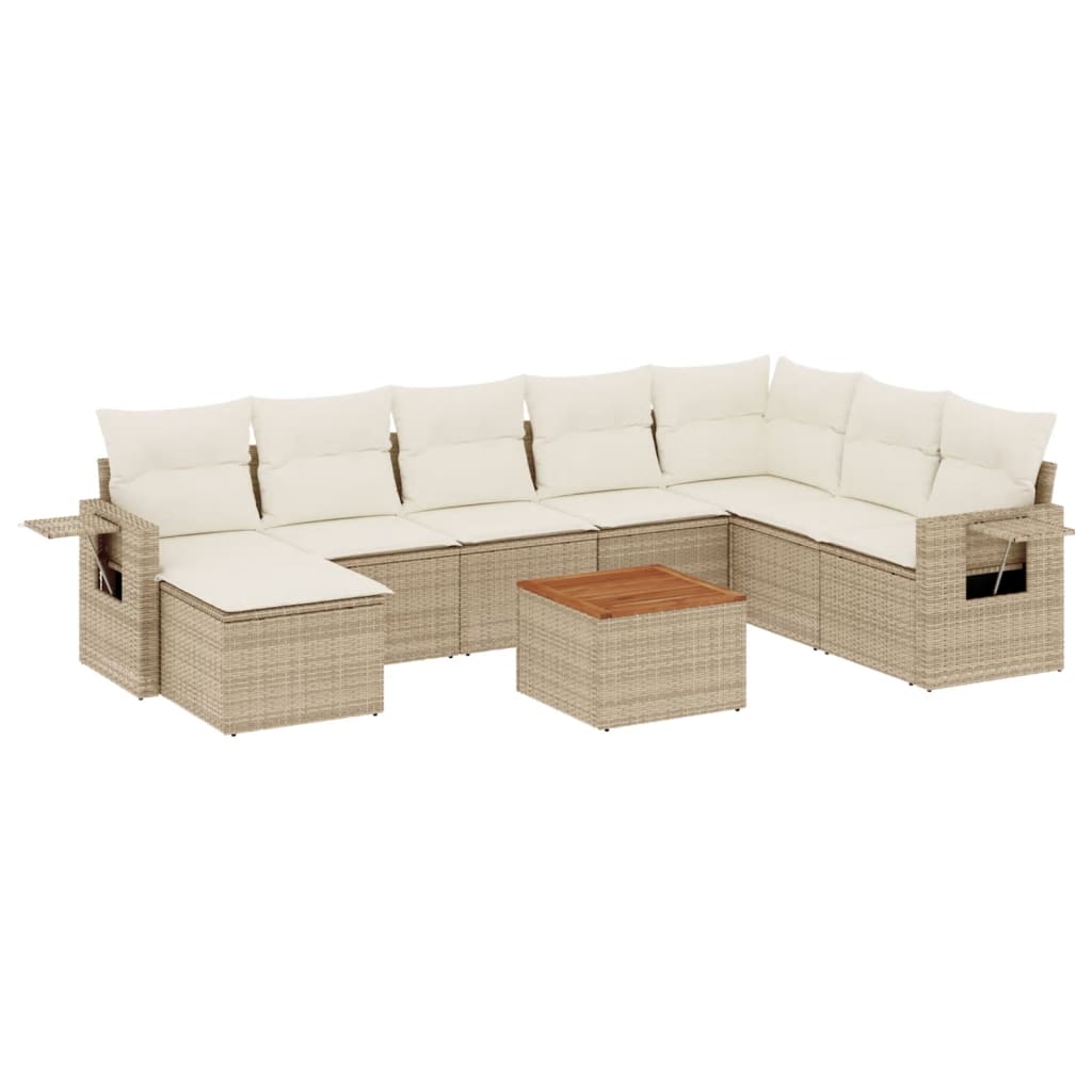 9-delige Loungeset met kussens poly rattan beige is nu te koop bij PeponiXL, paradijselijk wonen!