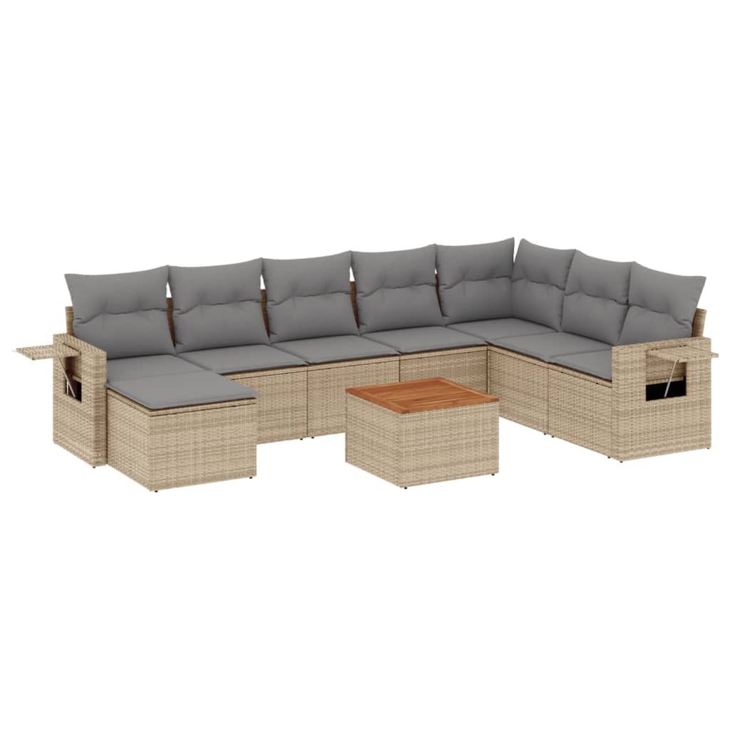 9-delige Loungeset met kussens poly rattan beige is nu te koop bij PeponiXL, paradijselijk wonen!