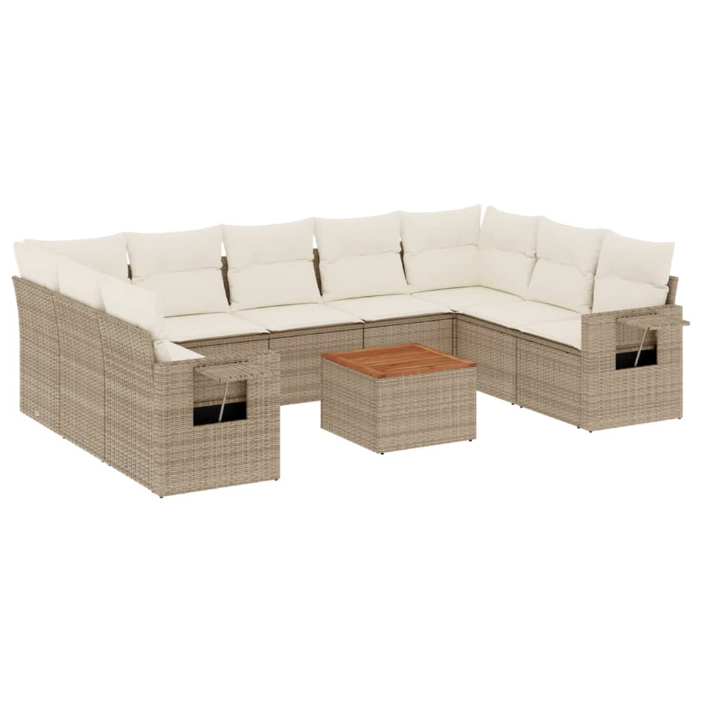 10-delige Loungeset met kussens poly rattan beige is nu te koop bij PeponiXL, paradijselijk wonen!